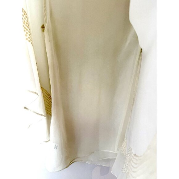 Narcisa Lang Women Ivory Sleeveless Blouse S Sequin - Picture 10 of 11
